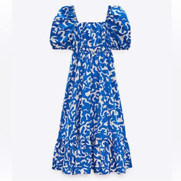 ZARA PRINTED POPLIN DRESS PUFF-SLEEVE Blogger Favorite - Picture 10 of 12